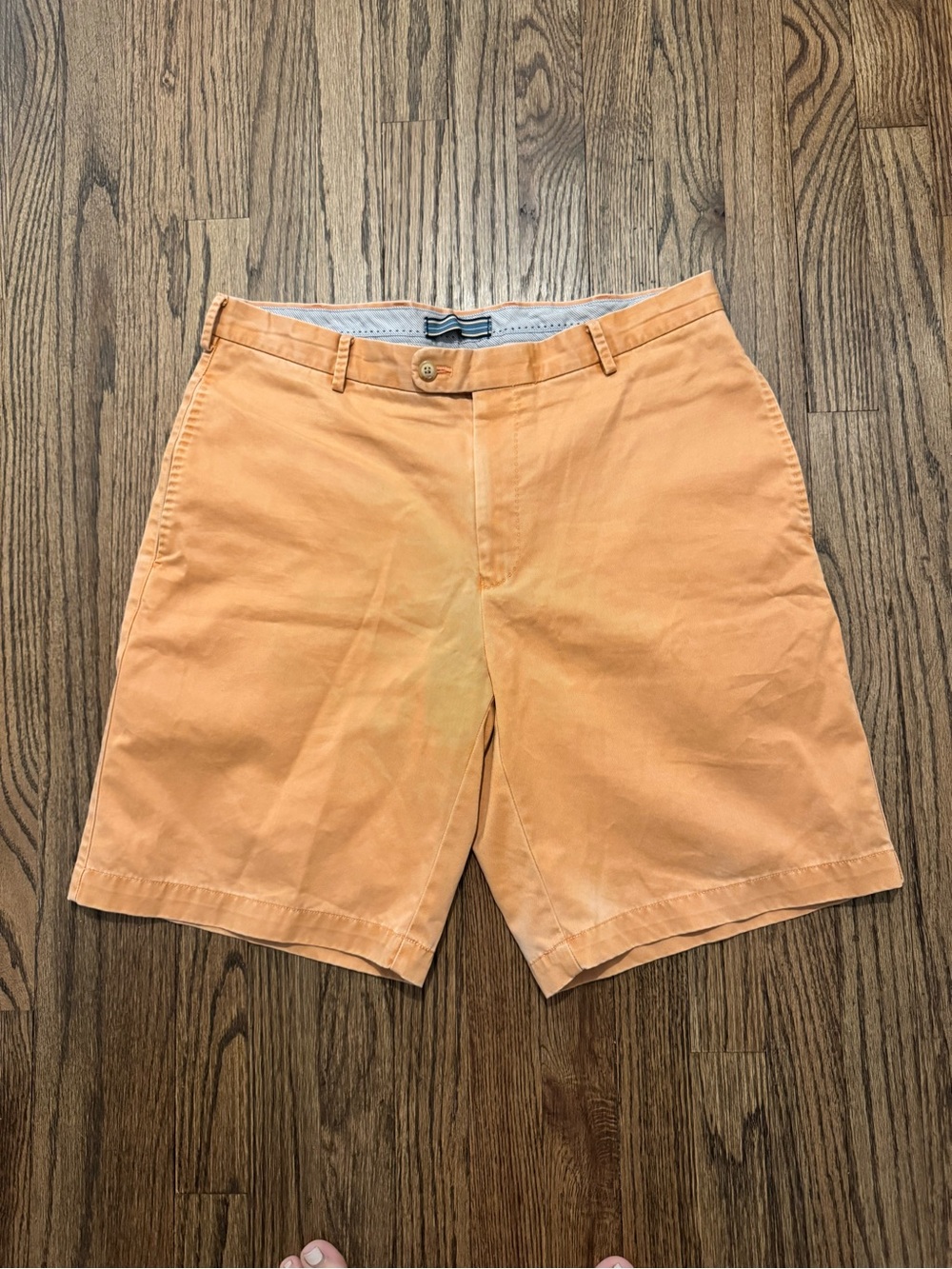 Peter Millar Orange Flat-Front Cotton Chino Shorts